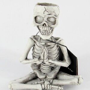 Skeleton Yogi Air Plant Succulent Skull Planter Meditation Pose Livetrends NWT